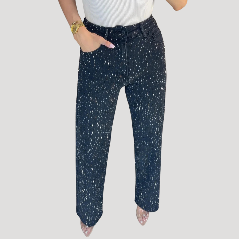Dam Mom Jeans Högmidjade Stretch Rak Passform Denimjeans