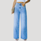 Dam Flared Jeans Medelhög Midja Vida Ben Blå Denim
