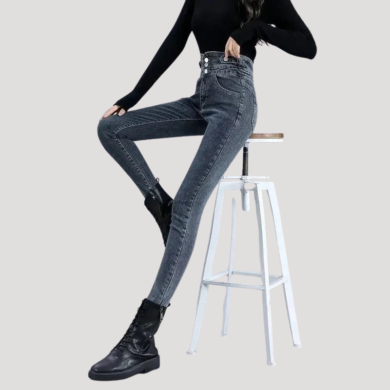 Dam Termiska Skinny Jeans Hög Midja