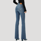 Dam Bootcut Jeans Högmidjade Stretch Flare Denimjeans
