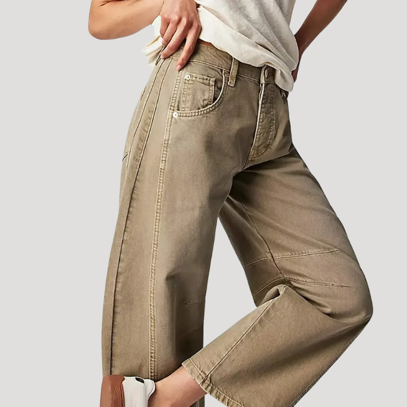 Dam Barreljeans Högmidjade Avslappnad Passform Vardagsjeans