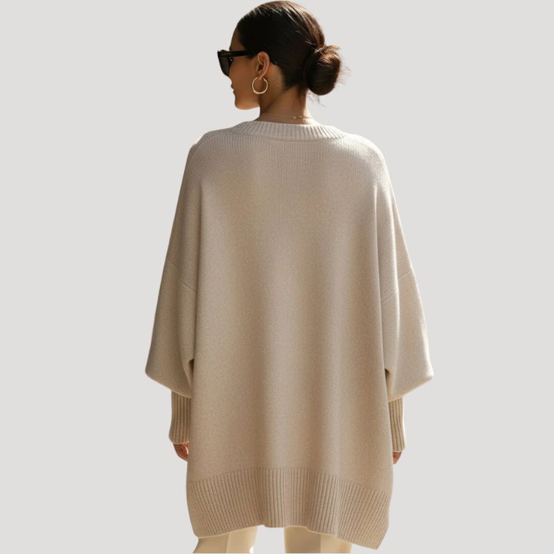 Damkofta Stickad Poncho Oversize Långärmad Tröja