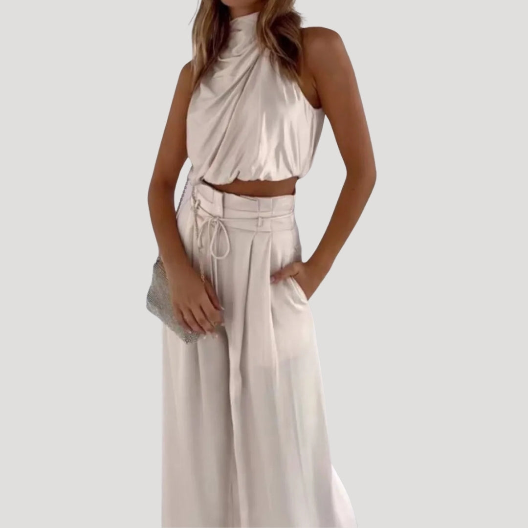 Dam matchande tvådelat set byxor och topp