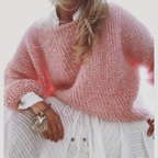 Dam Stickad Tröja Off Shoulder Långärmad Bred Halsringning
