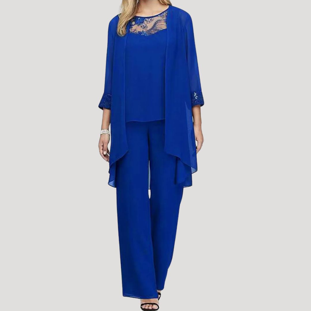 Dam tvådelat set med byxor och spets