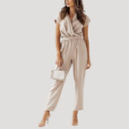 Dam byxdress omlottliv kort ärm elegant modell