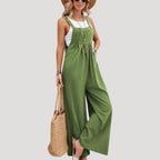 Dam jumpsuit linne hängslen vid passform stilren modern
