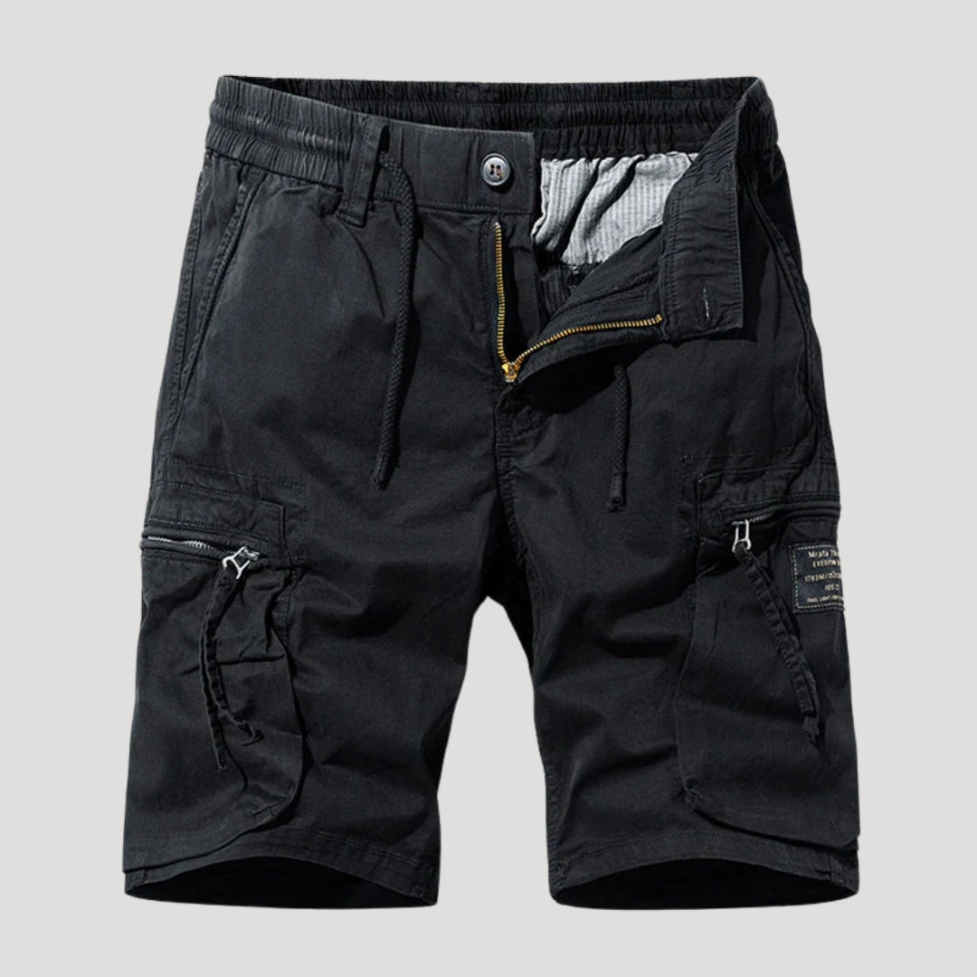 Herr cargo shorts kortbyxor friluftsshorts svarta långa bermuda