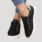 Dam sneakers skor med quiltad ovandel låga bekväma