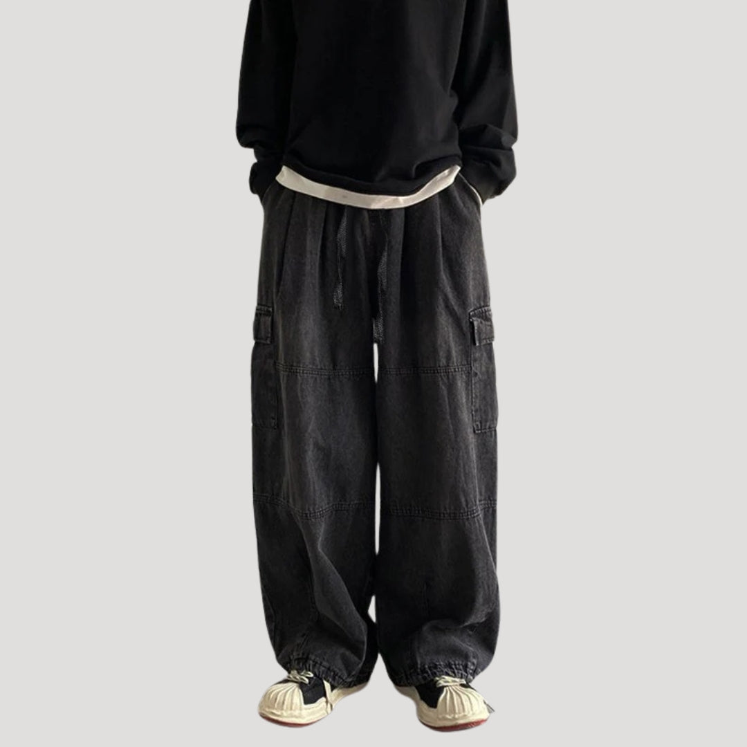 Dam baggy jeans med vida ben och cargofickor