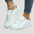 Dam sneakers skor med quiltad ovandel låga bekväma