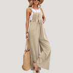 Dam jumpsuit linne hängslen vid passform stilren modern