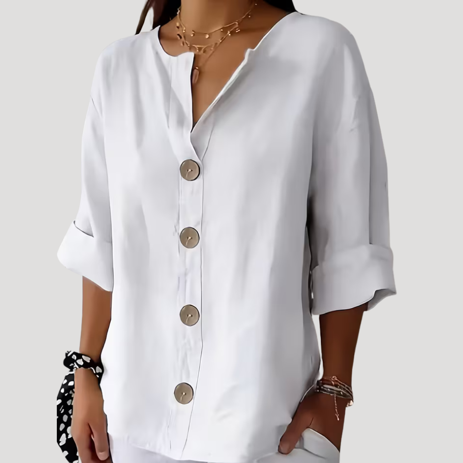 Dam Skjorta Långärmad Krage Knäppning Casual Blus