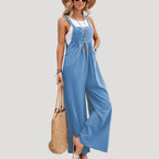 Dam jumpsuit linne hängslen vid passform stilren modern