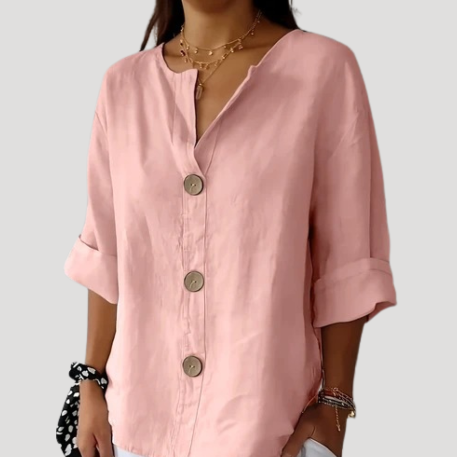 Dam Skjorta Långärmad Krage Knäppning Casual Blus