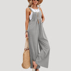 Dam jumpsuit linne hängslen vid passform stilren modern