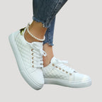 Dam sneakers skor med quiltad ovandel låga bekväma