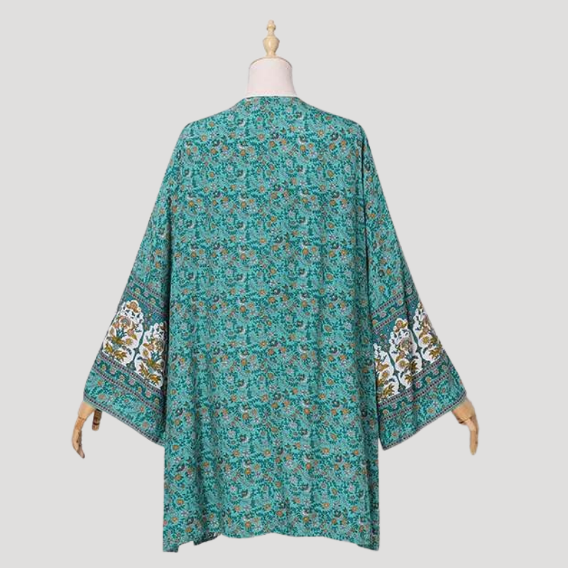 Dam Kimono Lång Mönstrad Öppen Långärmad Boho Cardigan