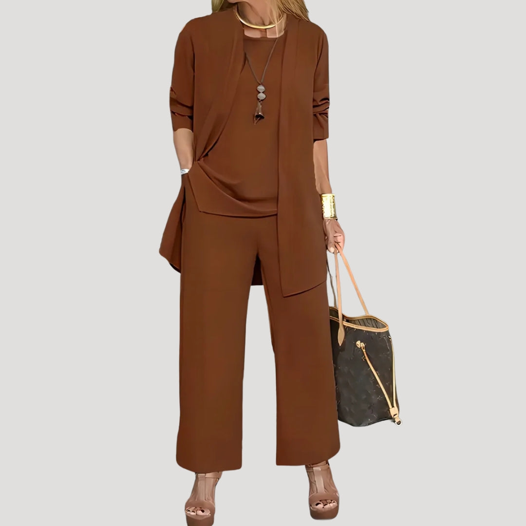 Dam kostym set med vida byxor tvådelat set elegant