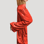 Dam eleganta ballongbyxor satin med hög midja fest