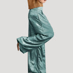 Dam eleganta ballongbyxor satin med hög midja fest