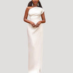 Dam enaxlad asymmetrisk festklänning i maxilängd