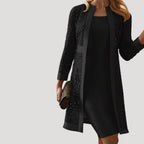Dam spetsklänning knälång med långärmad kappa elegant set