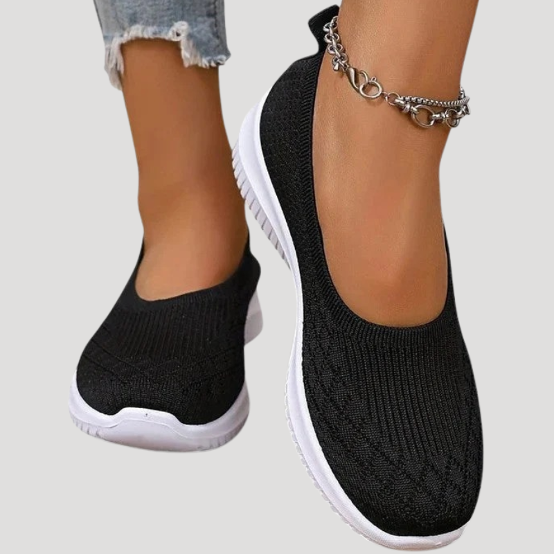 Dam Ortopediska Skor Slip On Stickad Ovandel Stötdämpande Sula