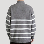 Herrtröja Stickad Half Zip Randig Långärmad Vardagströja Casual