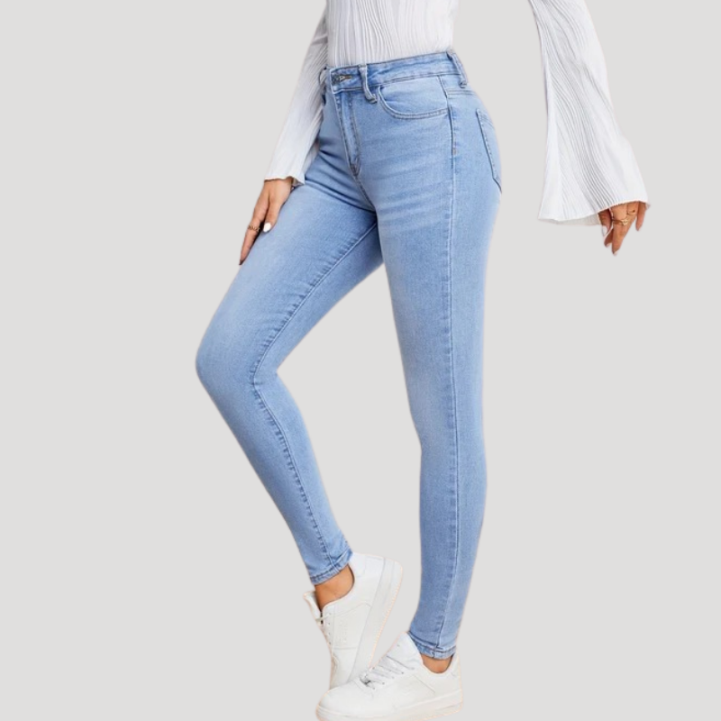 Dam Högmidjade Skinny Jeans Slim Fit Stretchjeans