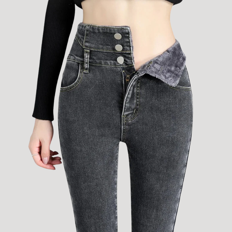 Dam Termiska Skinny Jeans Hög Midja