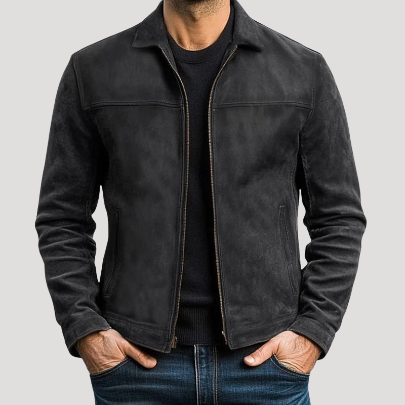 Herr Skinnjacka Med Krage Slim Fit Dragkedja