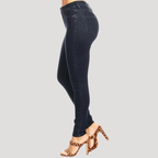 Dam Skinny Jeans Hög Midja Slim Fit Mörkblå