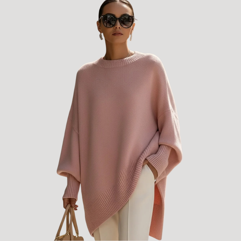 Damkofta Stickad Poncho Oversize Långärmad Tröja
