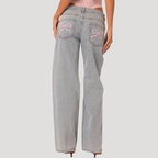 Dam Jeans Medelhög Midja Vida Ben Denim Grå