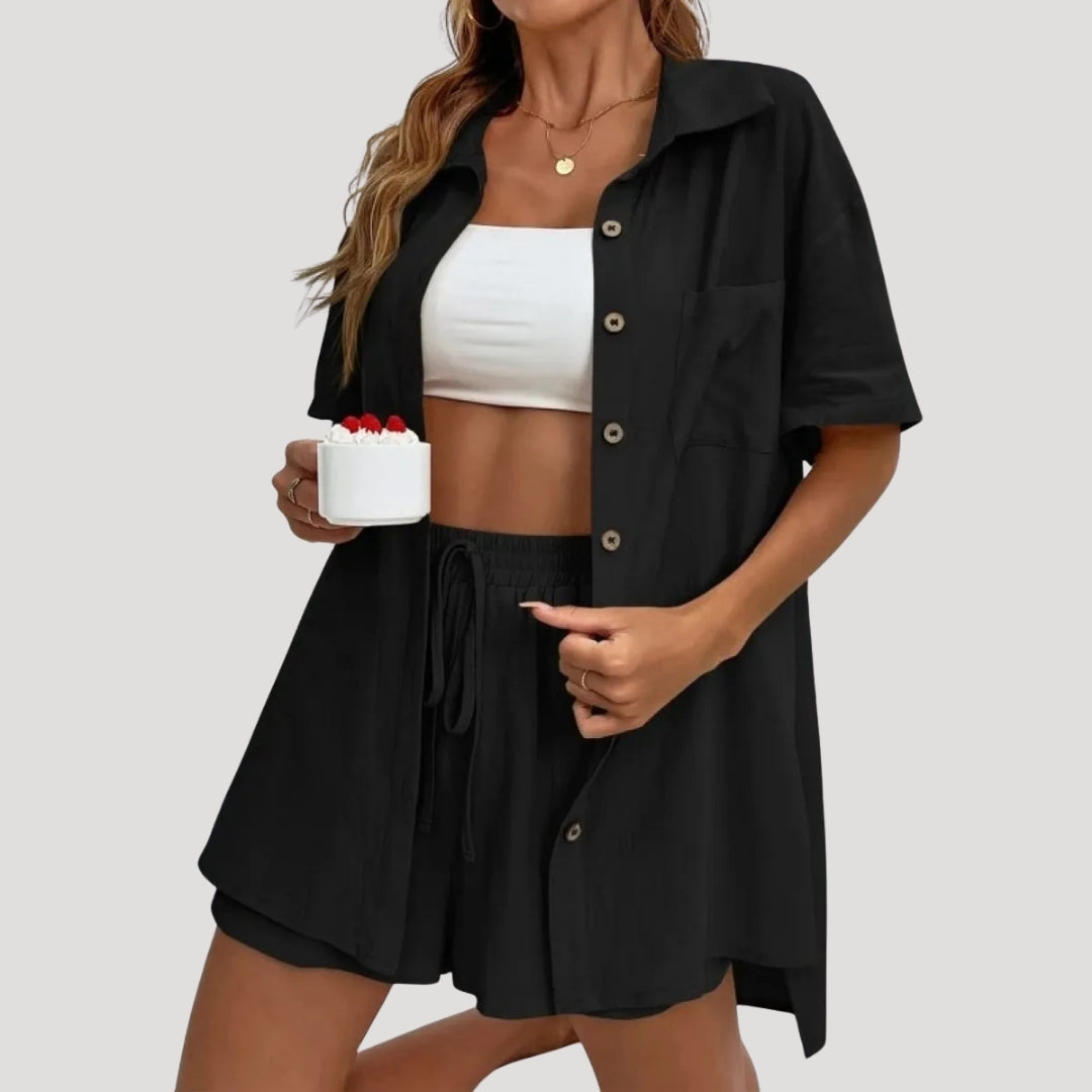Dam matchande set med skjorta och shorts