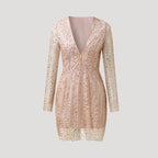 Dam v ringad paljettklänning med lång ärm