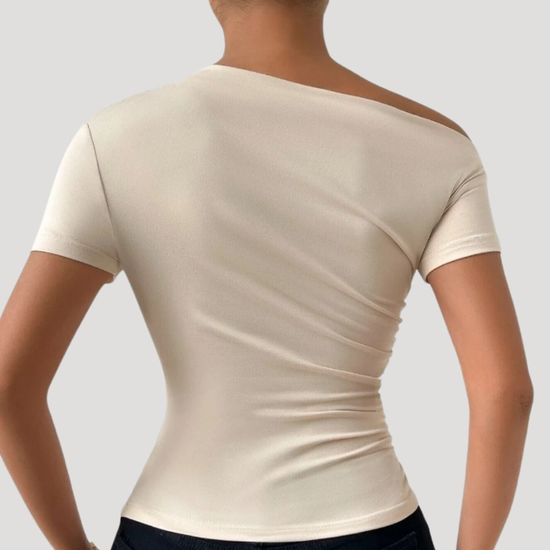 Off shoulder topp dam – figurnära draperad festtopp