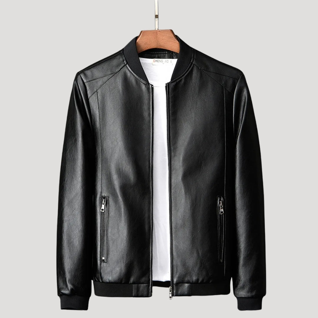 Herr bikerjacka bombermodell med dragkedja modern passform