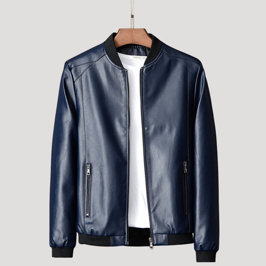 Herr bikerjacka bombermodell med dragkedja modern passform