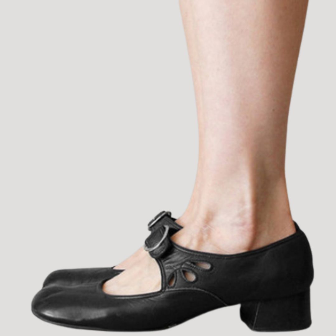 Dam mary jane skor i läder med låg klack