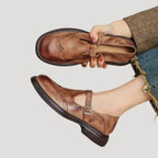 Dam ballerinaskor i läder med rem