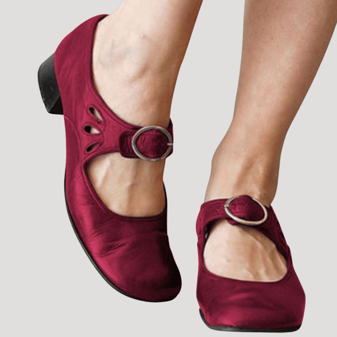 Dam mary jane skor i läder med låg klack