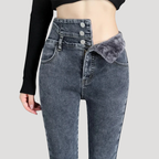Dam Termiska Skinny Jeans Hög Midja