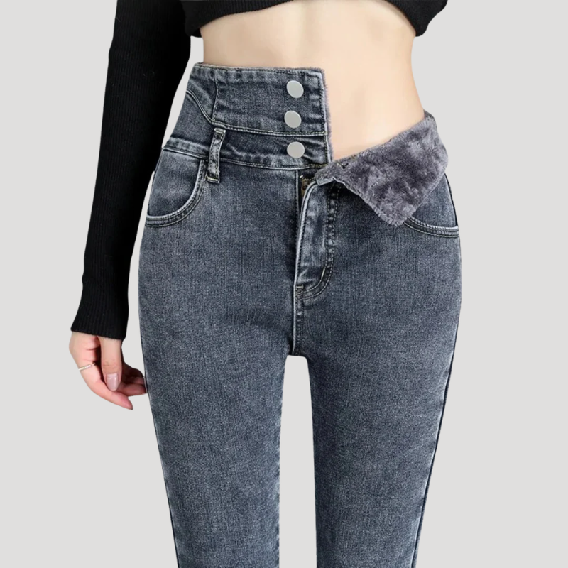 Dam Termiska Skinny Jeans Hög Midja