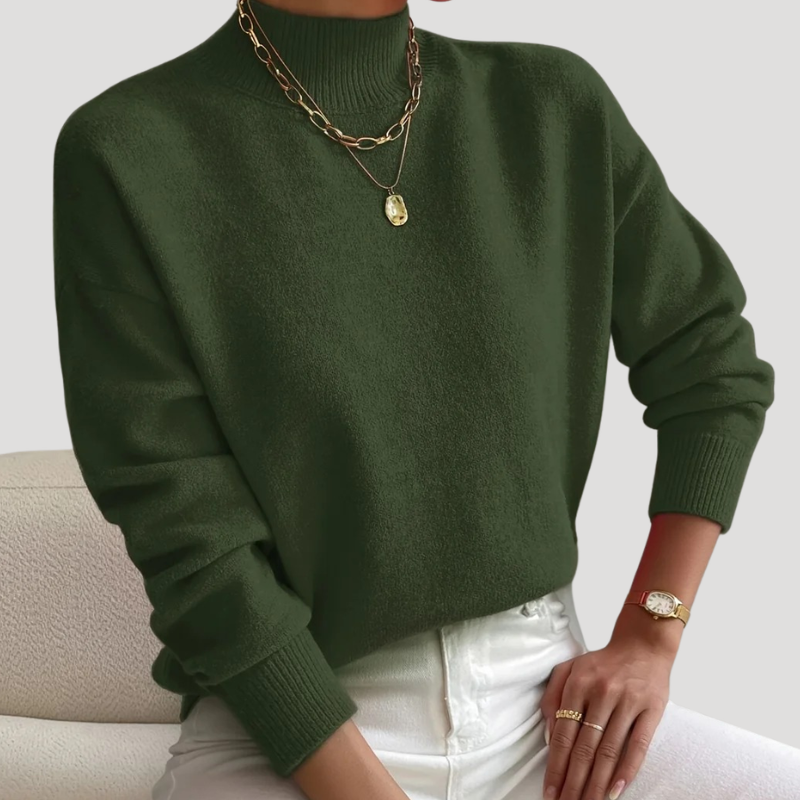 Dam Stickad Tröja Hög Krage Långärmad Fritidskläder