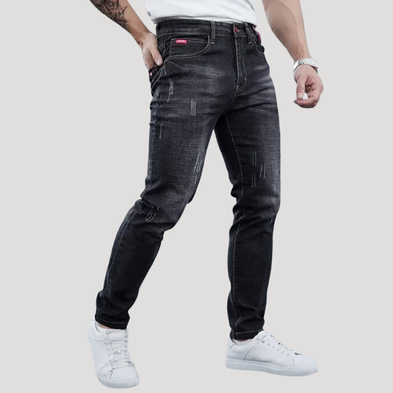 Herr Slim Fit Jeans Med Femficksfickor Klassisk Passform