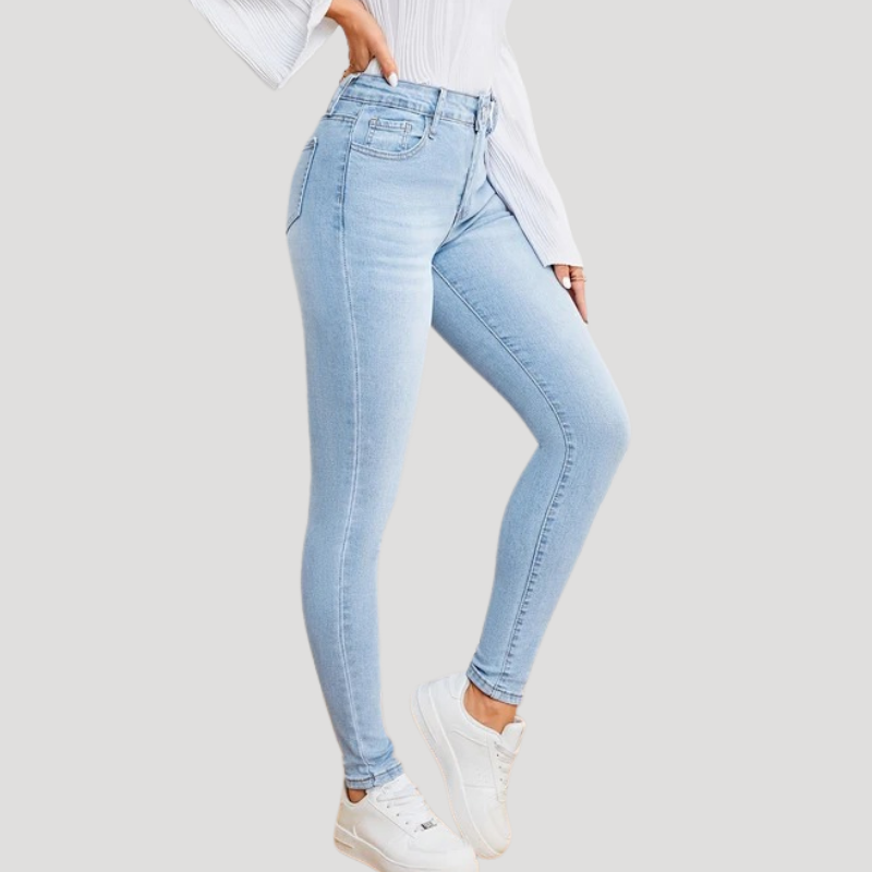 Dam Högmidjade Skinny Jeans Slim Fit Stretchjeans