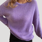Damtröja Stickad Rundhalsad Oversized Lila Vardag