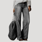 Dam Raka Jeans Högmidjade Vida Byxor Stretch Denim